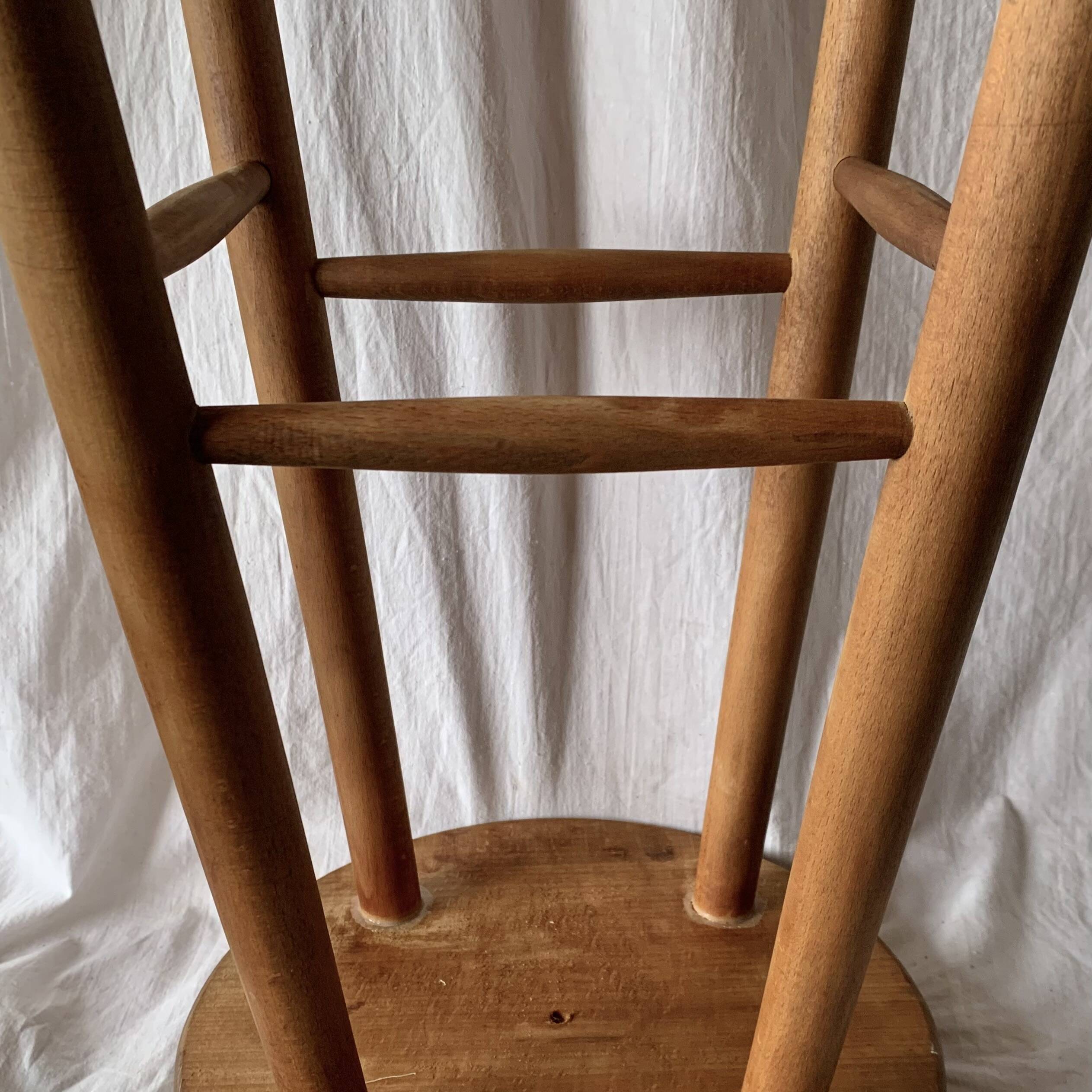 Old solid wood stool - height: 71 cm
