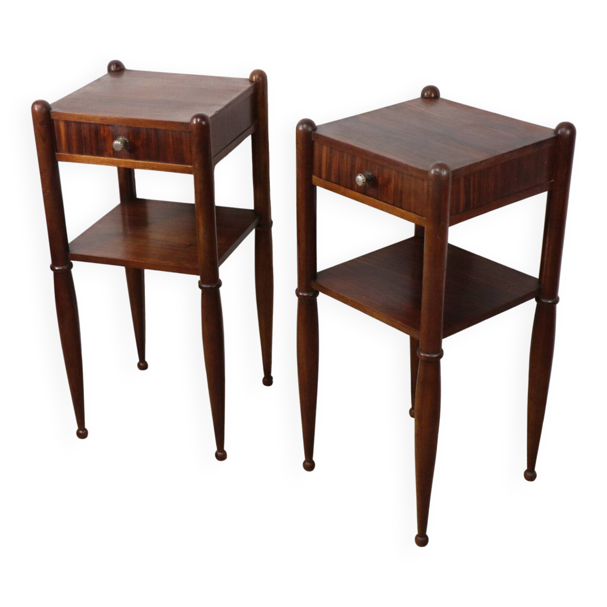 Art Deco pair of nightstands in walnut – 1940s