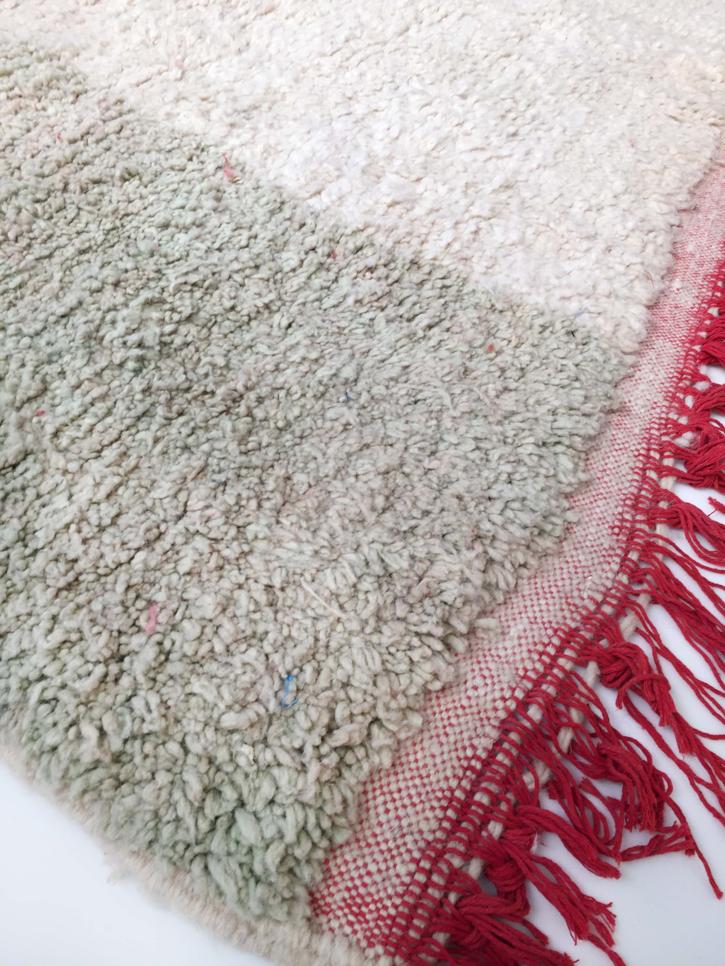 Moroccan Berber carpet Boujaad ecru with colorful flats 287x193cm