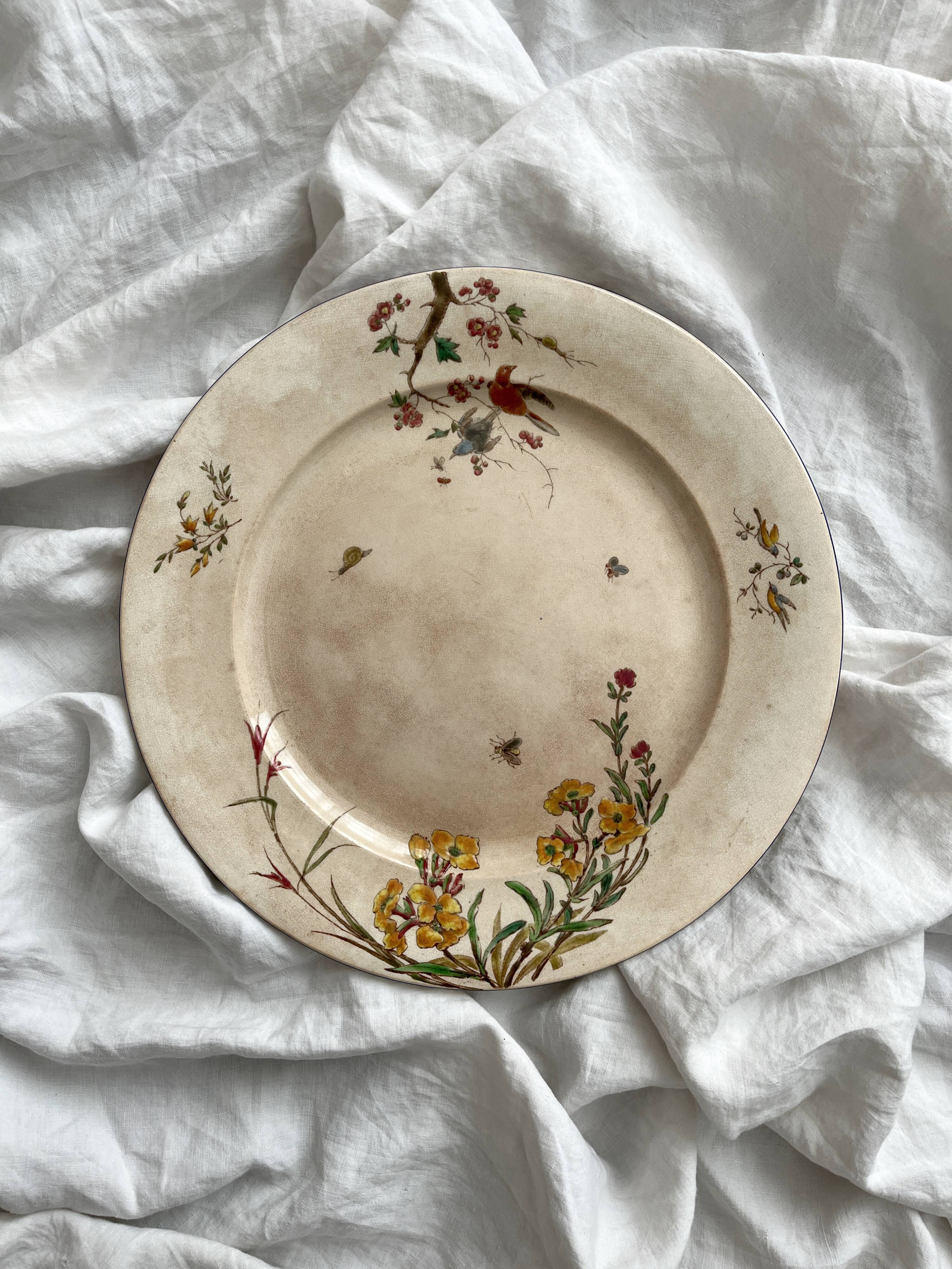 Plat rond polychrome "Nella" Jules Vieillard Bordeaux