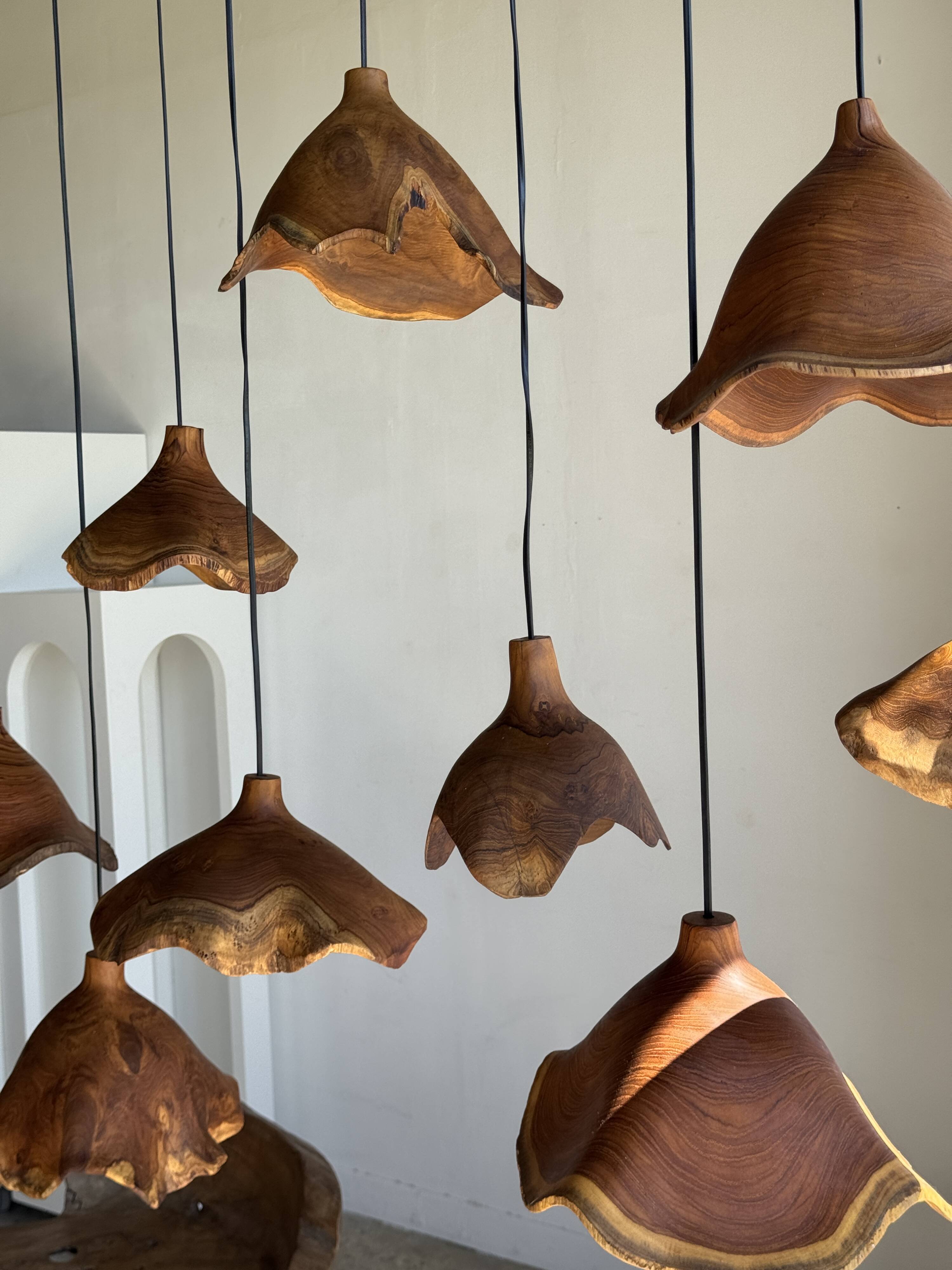 Small suspension in organic teak hat D30 H20