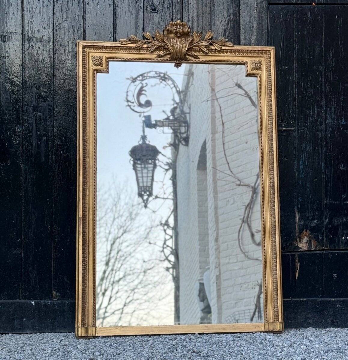 Louis XVI Style Mirror In Stuccoed And Gilded Wood Circa 1880