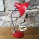 Vintage desk lamp red metal and stainless steel