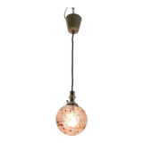 Doria Leuchten pendant lamp, textured Murano glass globe and brass,