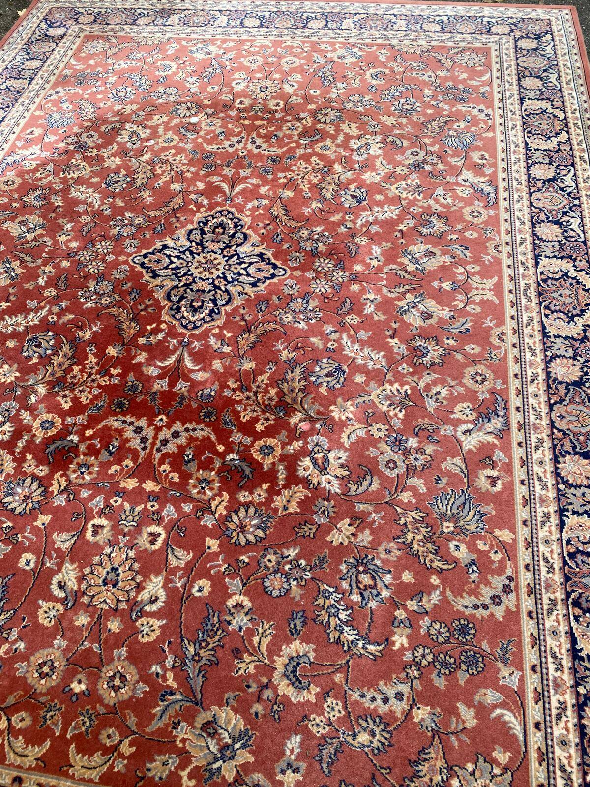 Saint Maclou Persian rug with flowers, wool velvet, burgundy, 240x330