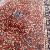 Saint Maclou Persian rug with flowers, wool velvet, burgundy, 240x330