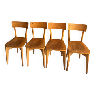 Lot de 4 chaises bistrot vintage Luterma en bois