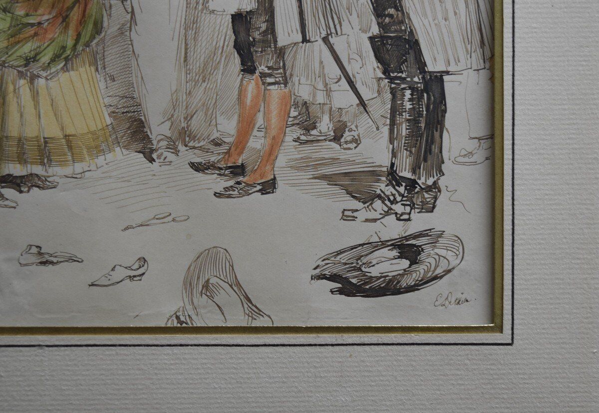 Edouard Detaille (1848-1912) Scène De Carnaval, Aquarelle Signée