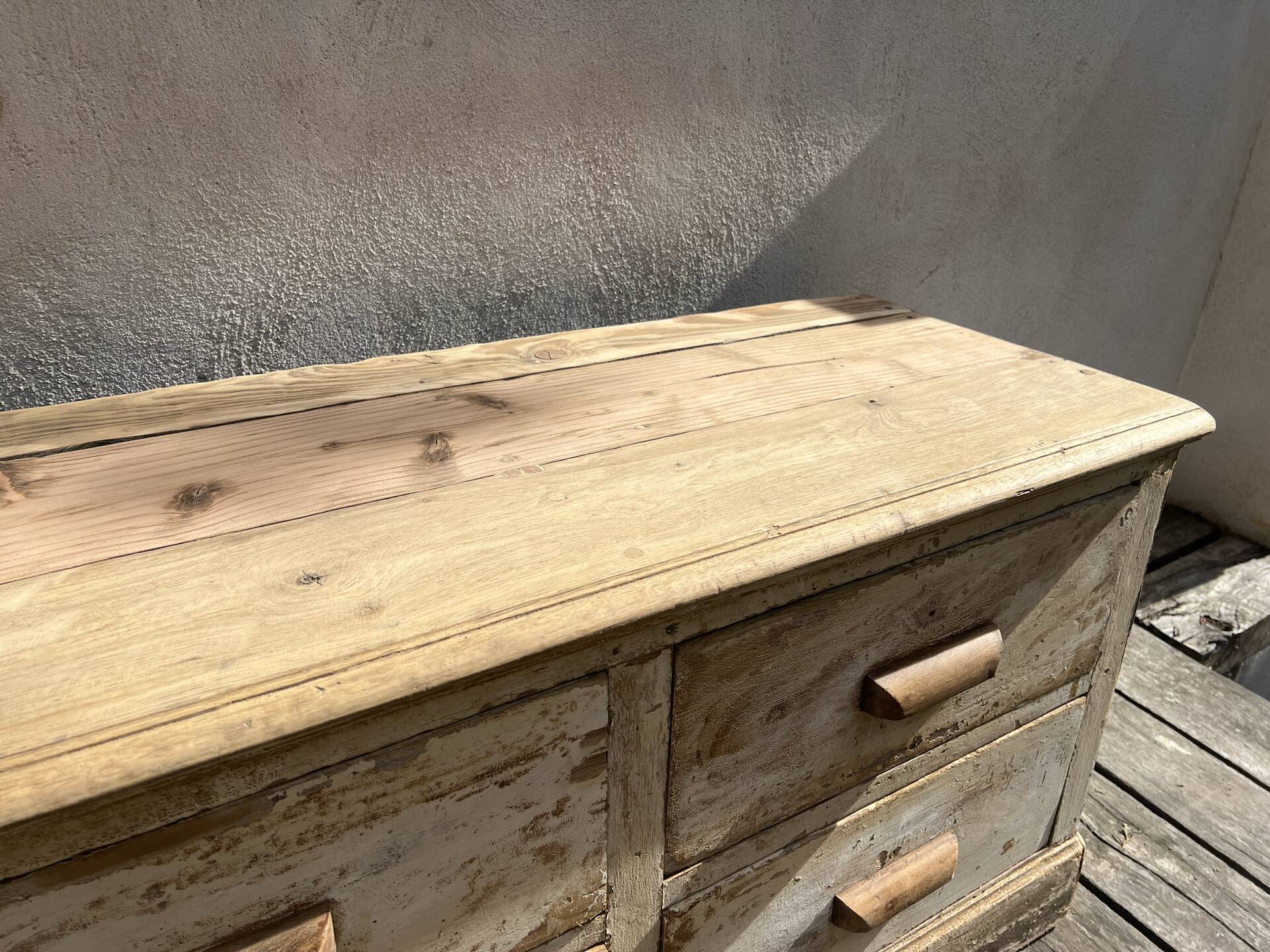 Very beautiful antique shop workbench with 8 drawers.