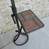 Wrought iron floor lamp with ceramic shelf herbarium decoration