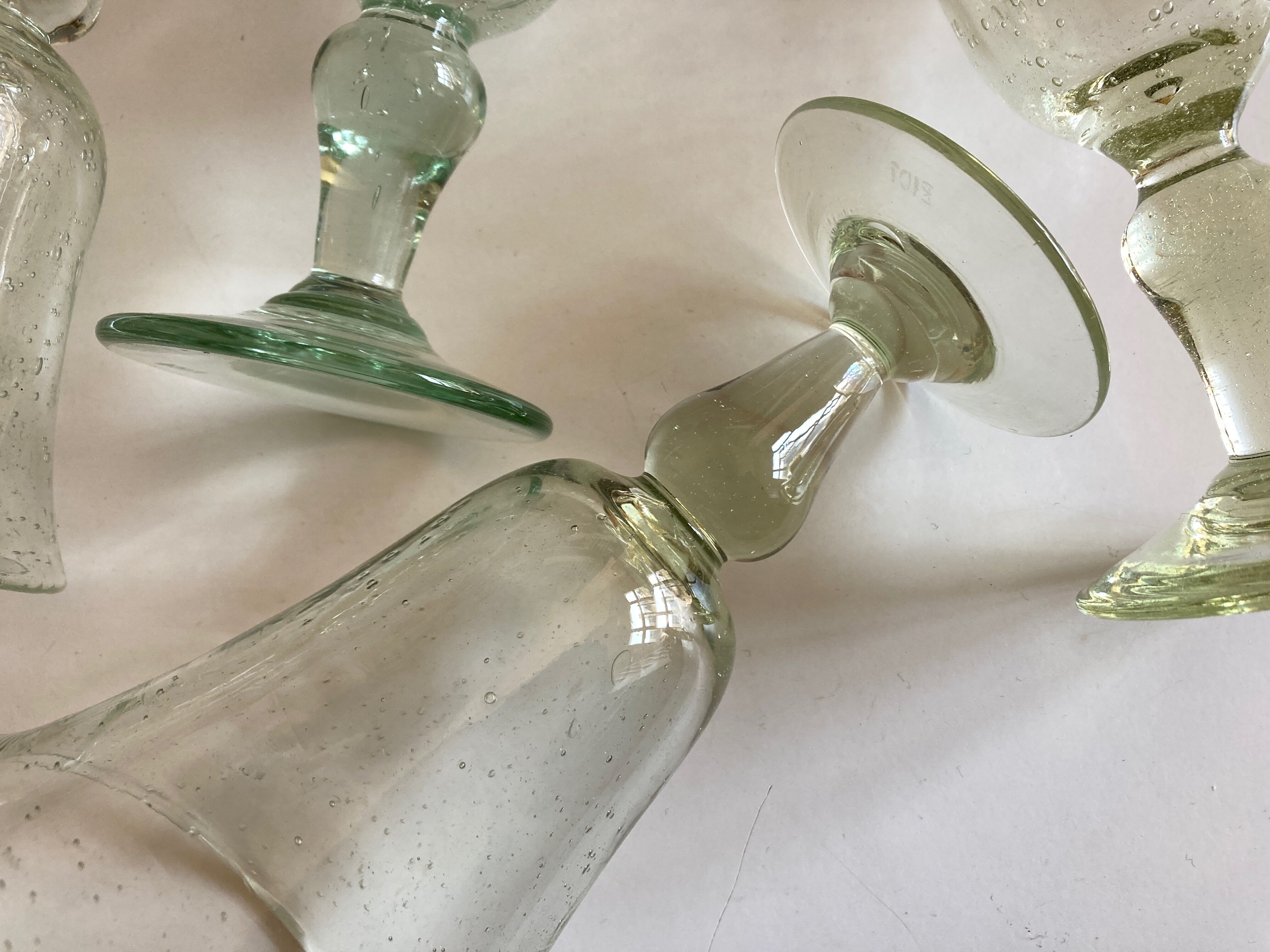 Set of 6 glasses of Biot signed 16cm 1960