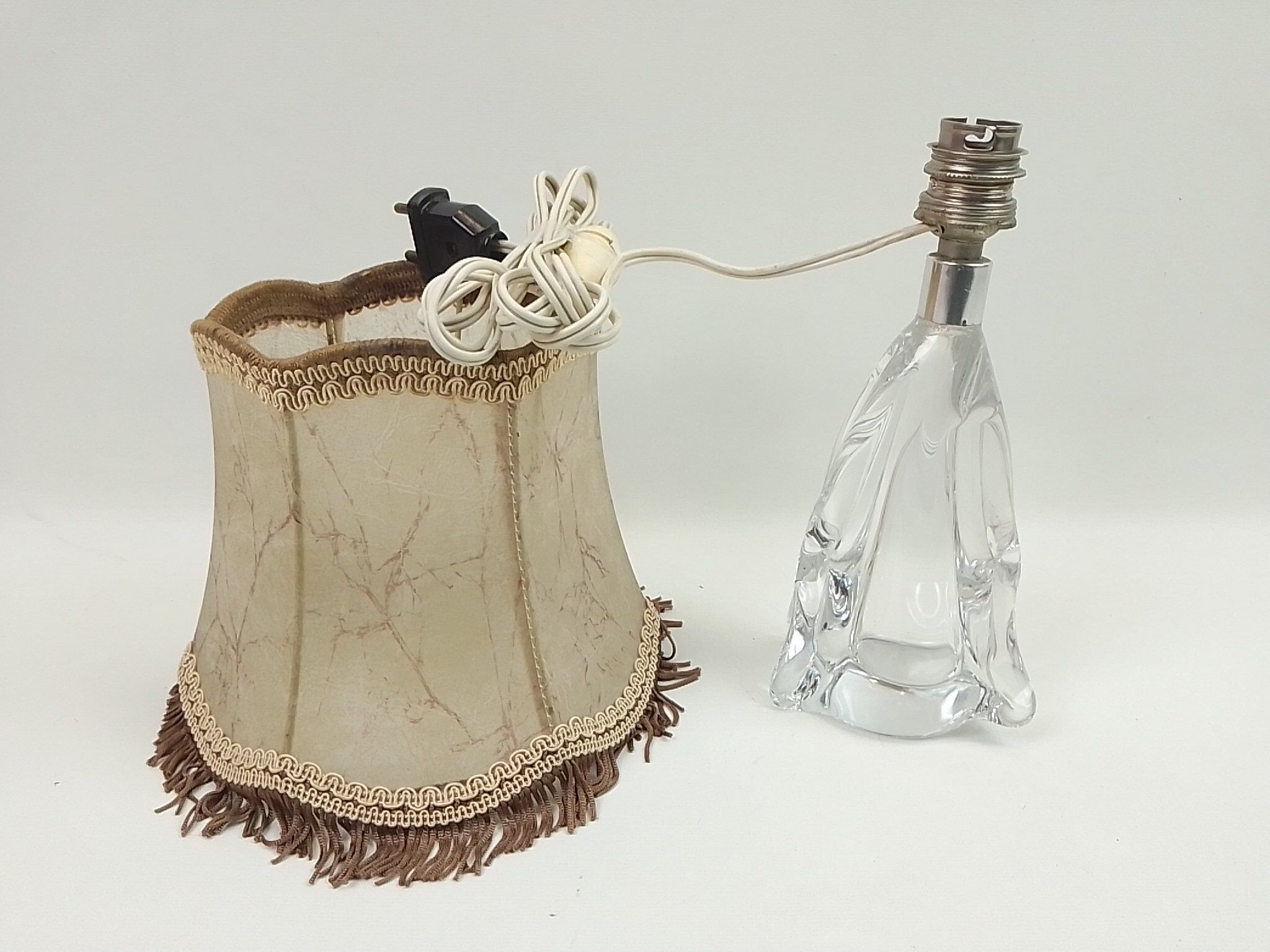Crystal foot lamp and skin and fringed lampshade