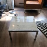 Table basse en marbre de Calacatta et structure  chromée circa 1975