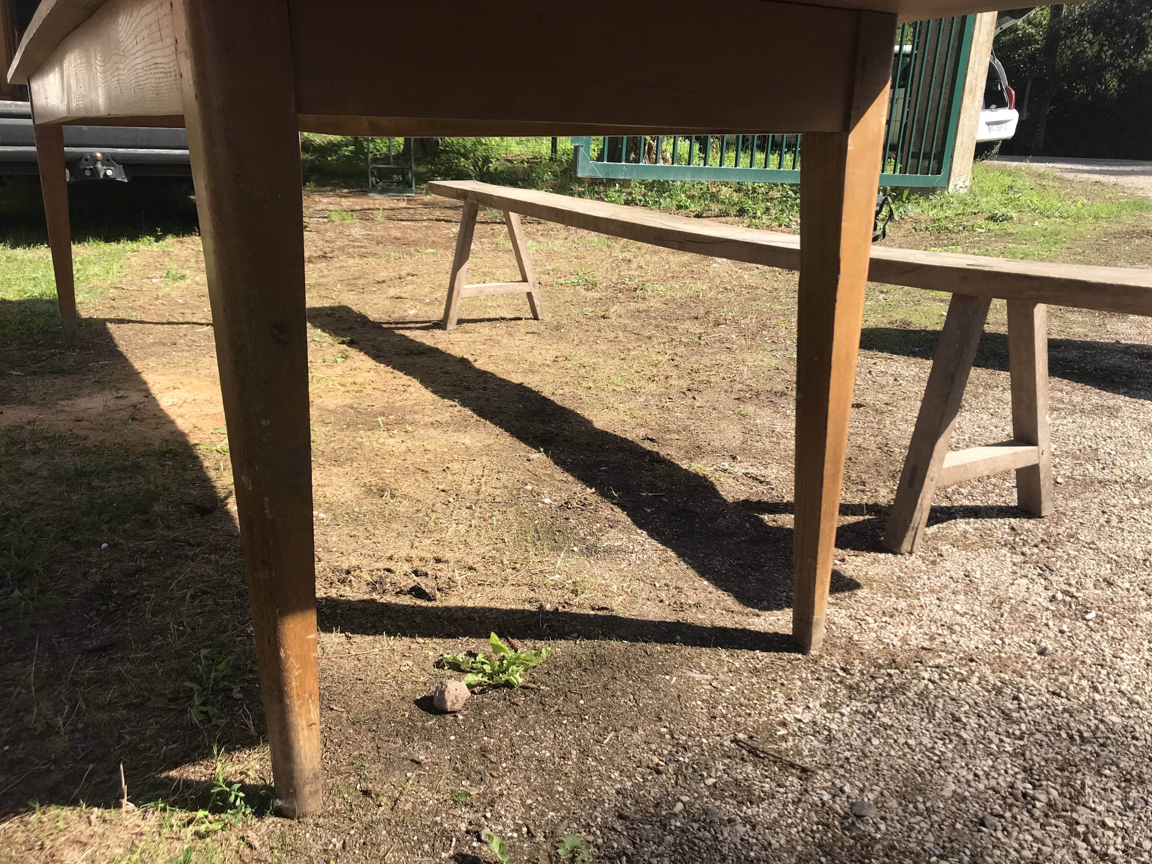 Farm table and two benches