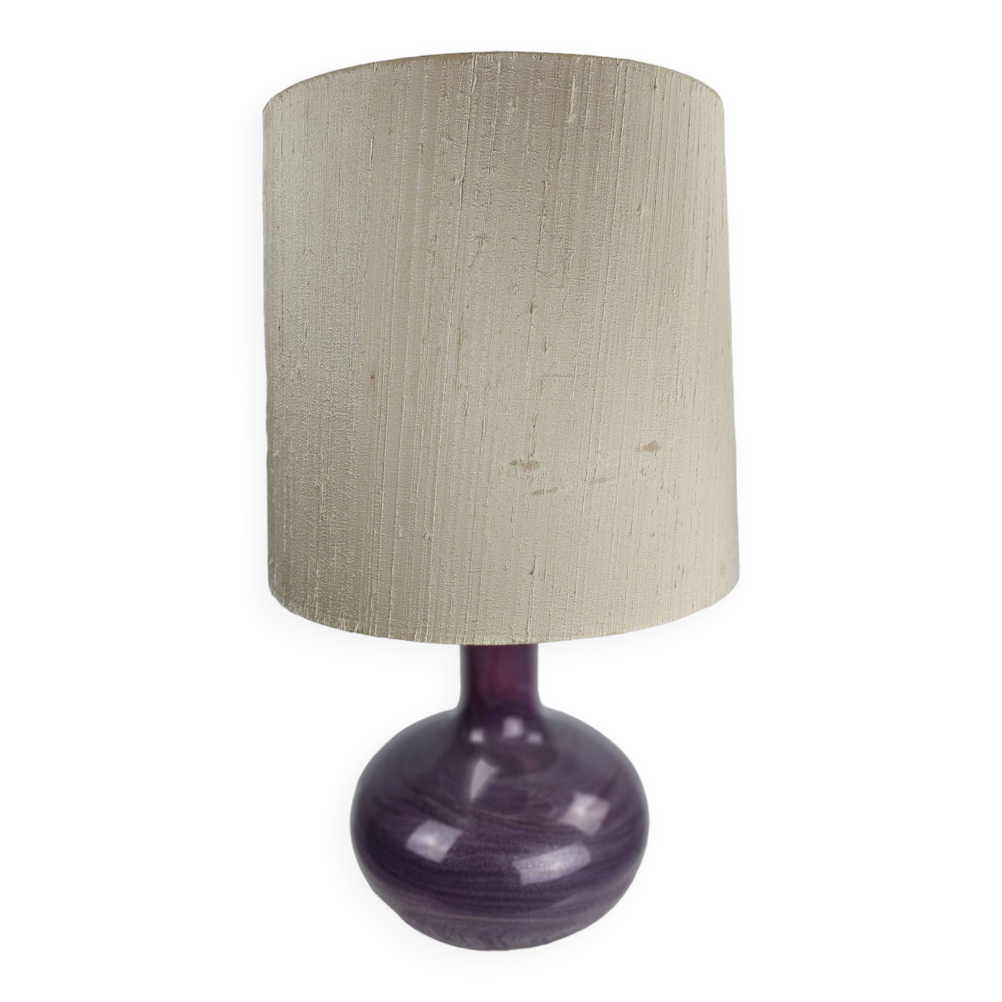 Lampe de table design Holmegaard modèle Troll 2 pied en verre couleur violet