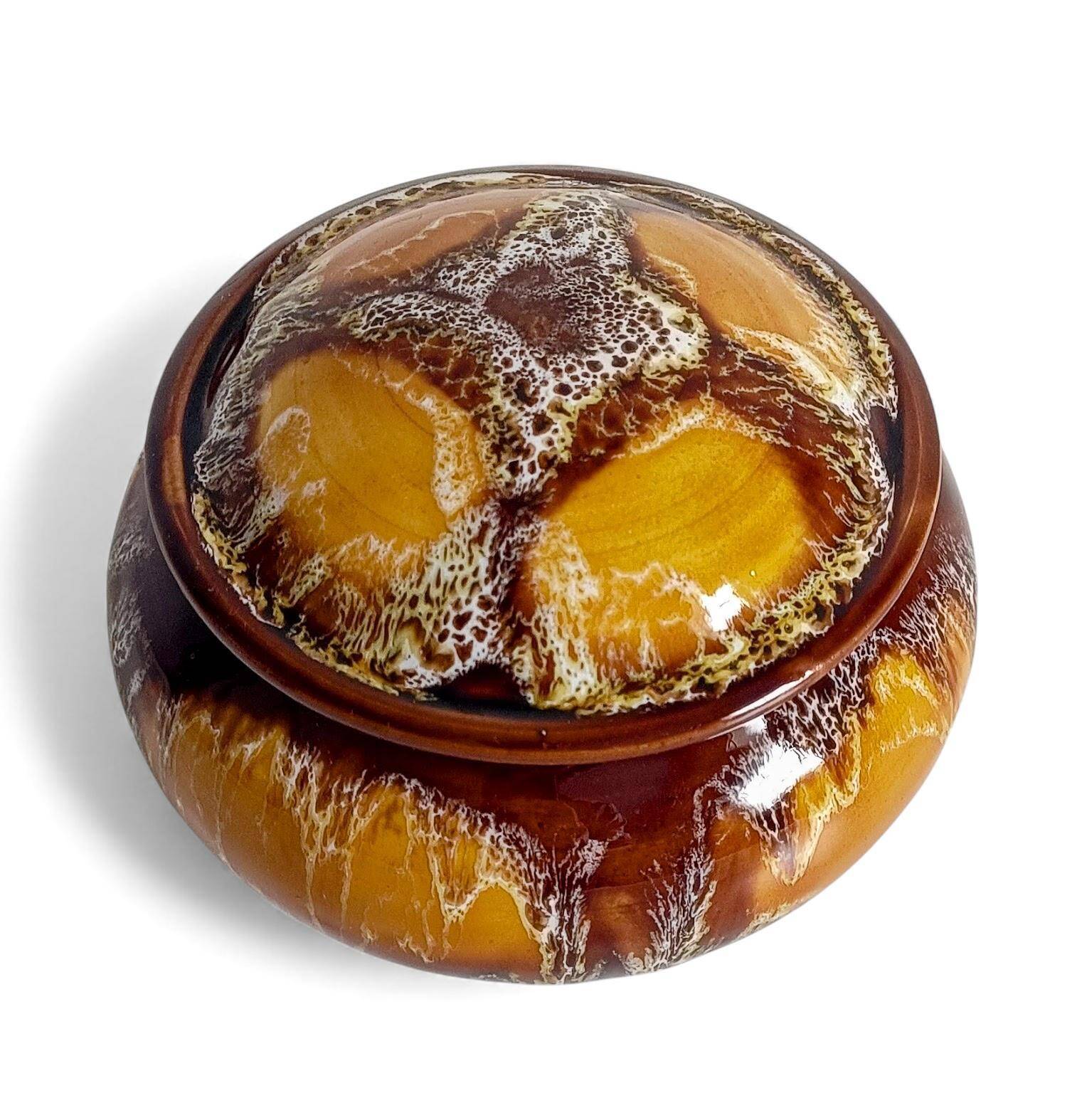 Mid-Century Vallauris Ceramic Box with Earthy Glaze, France, 1950s