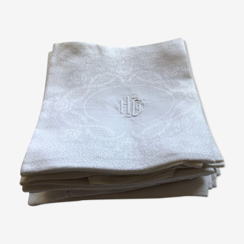 Lot de 12 serviettes brodées