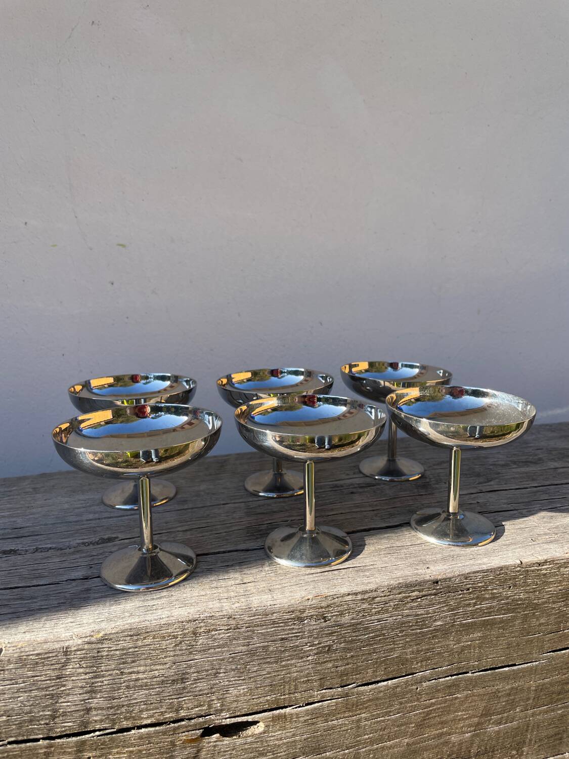 6 coupes sur pied cocktail inox