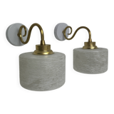 Pair of vintage granite glass wall lights