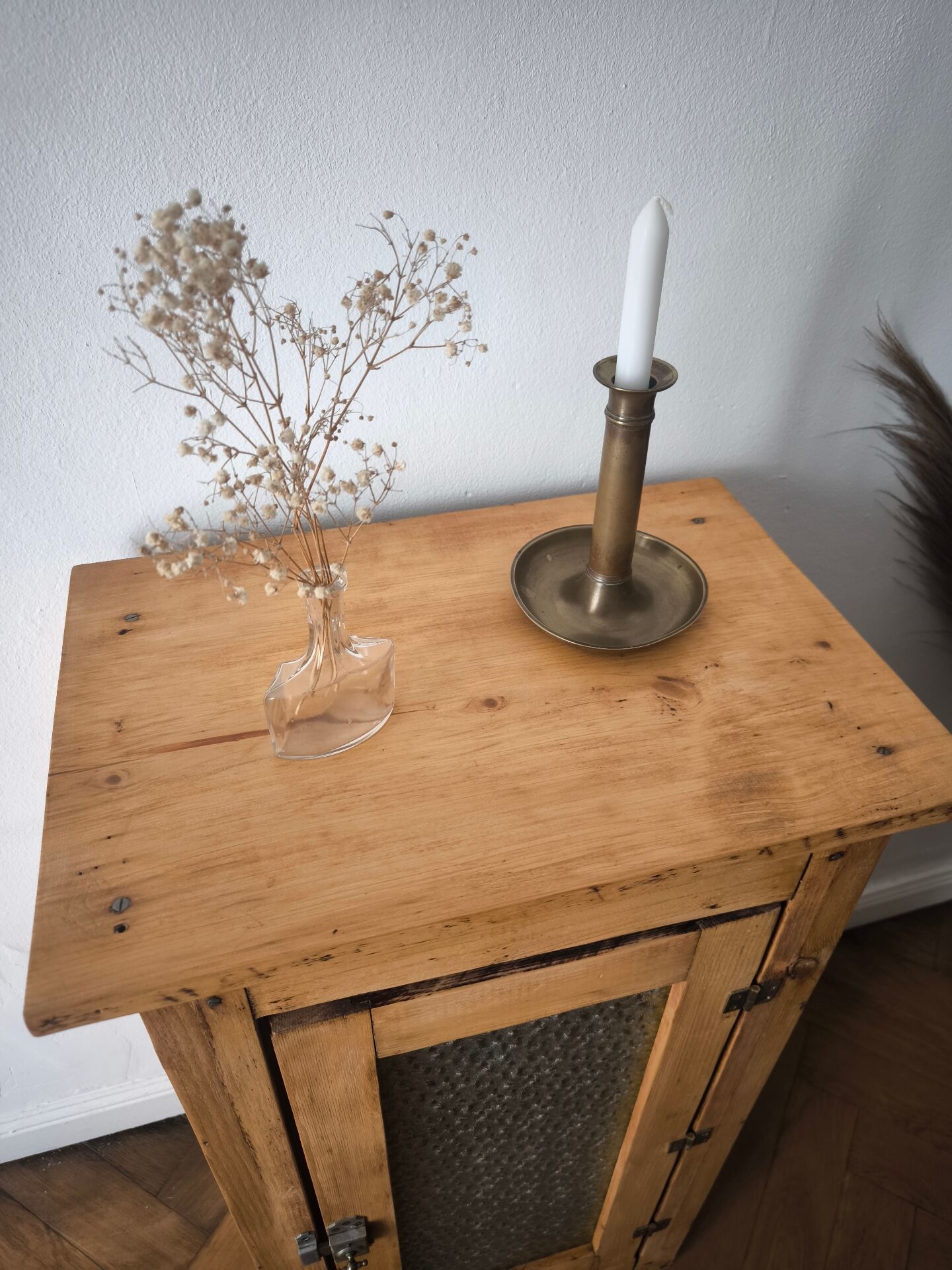 Antique pine and hammered glass confiturier - Renovated