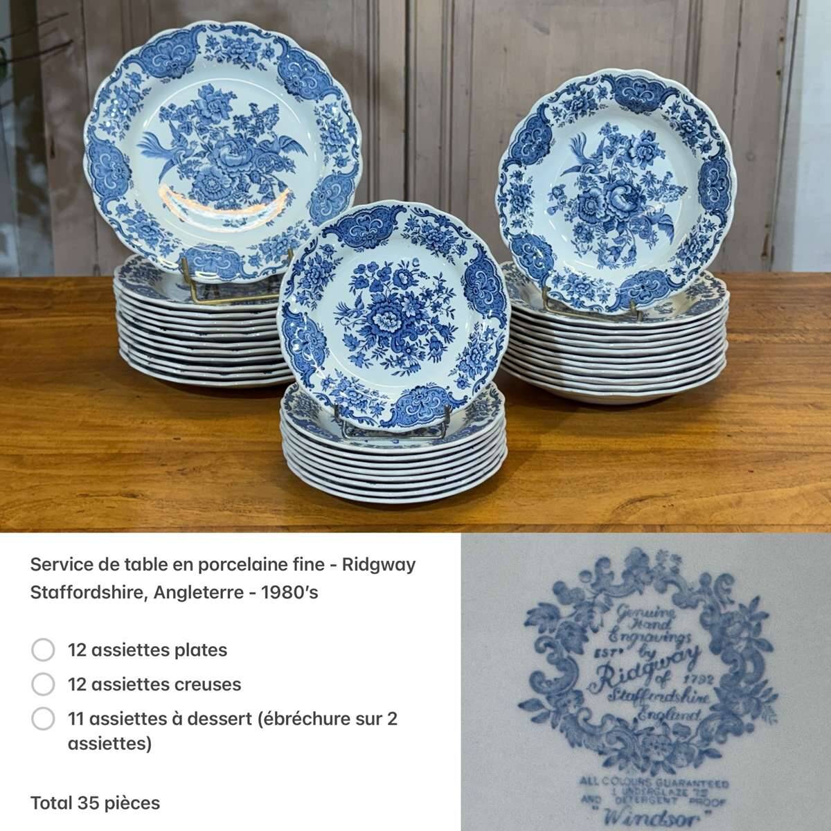 English porcelain service Ridway Staffordshire from the 1980s.