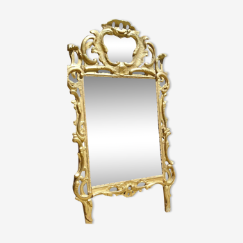 Miroir Louis XV bois doré à parecloses