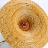 Beautiful, large Italian 1970s bright bamboo wood ceiling pendant lamp