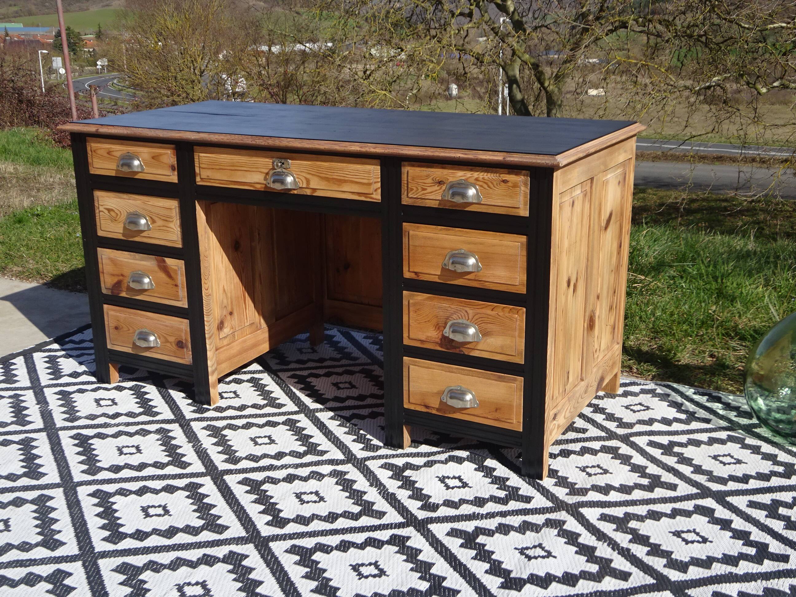 Vintage pine desk, restored