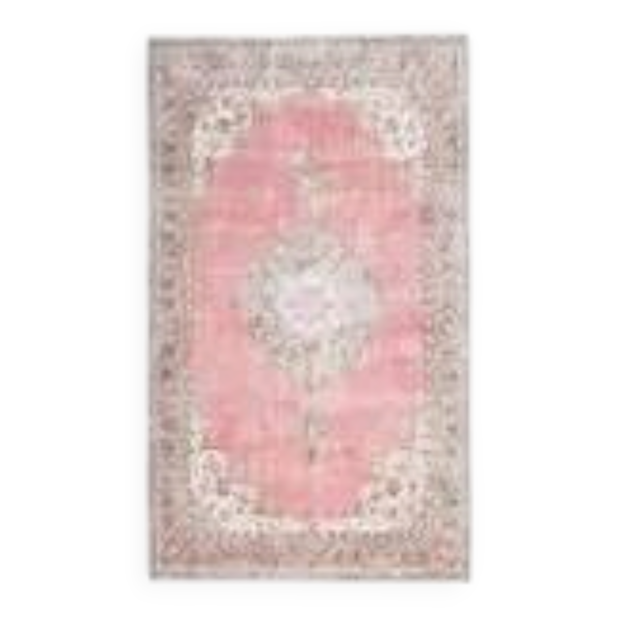 Tapis turc vintage en laine et coton rose noué à la main