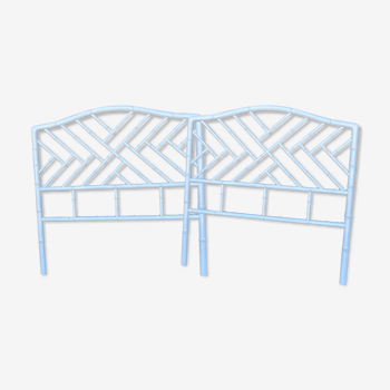 Pair of 1980 bamboo headboards white laqué