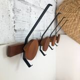Teak and metal hooks