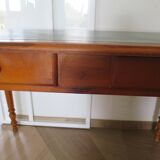 Minister's desk style L. Philippe – 2 drawers – cherry wood – faux leather desk mat