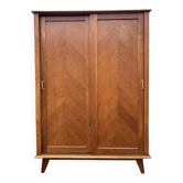 Wardrobe, wood, sliding doors, vintage, 50s/60s
