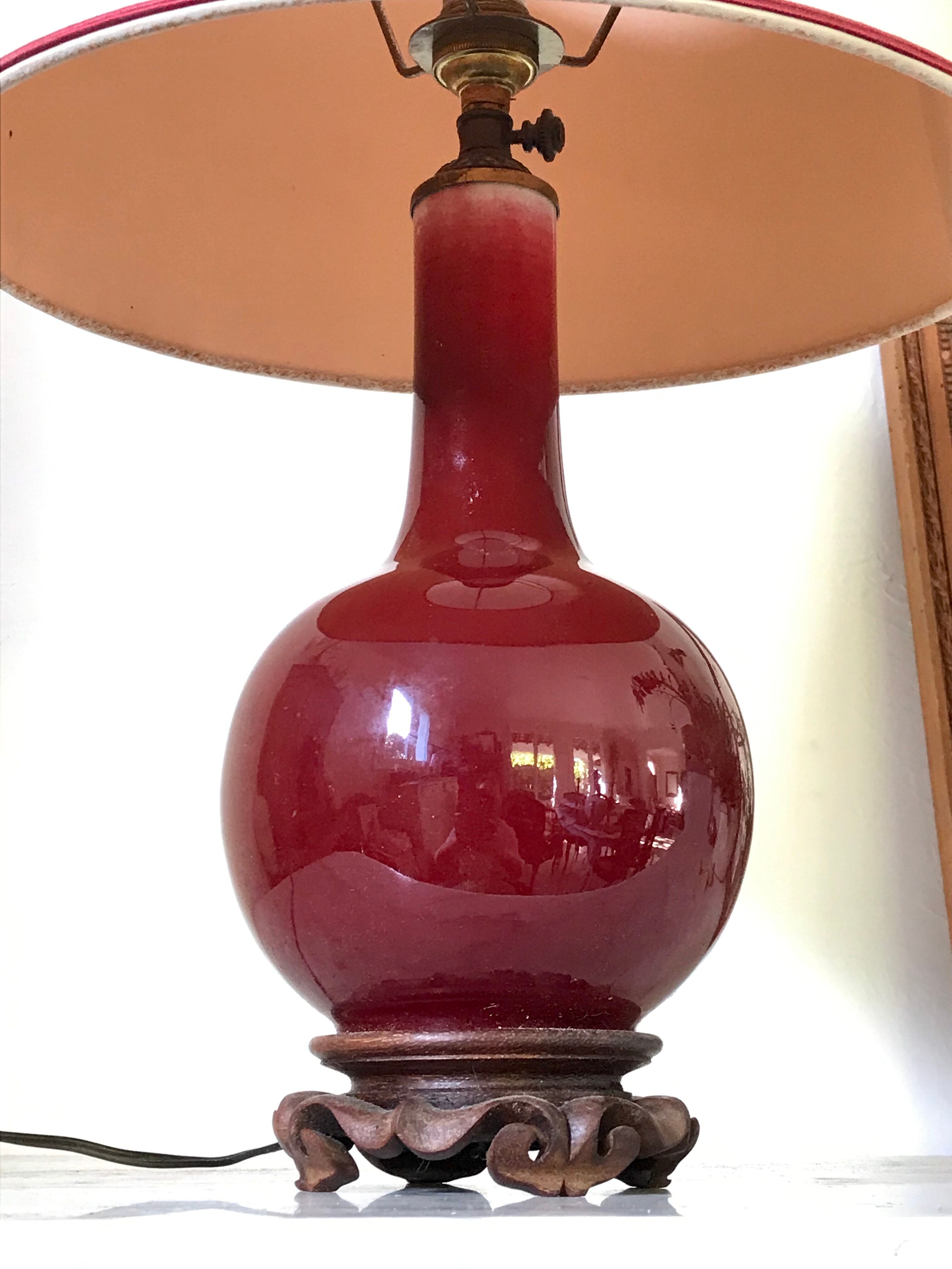 Vintage enamelled porcelain lamp