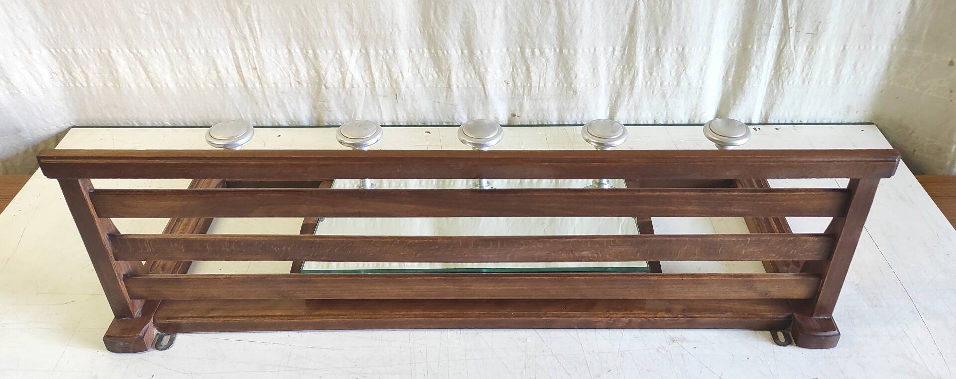 Solid wood and chrome metal coat rack - mid 20th century.