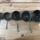 Mini battery of 5 pewter pans