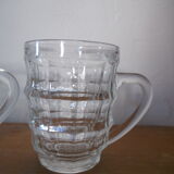 4 transparent glass mugs