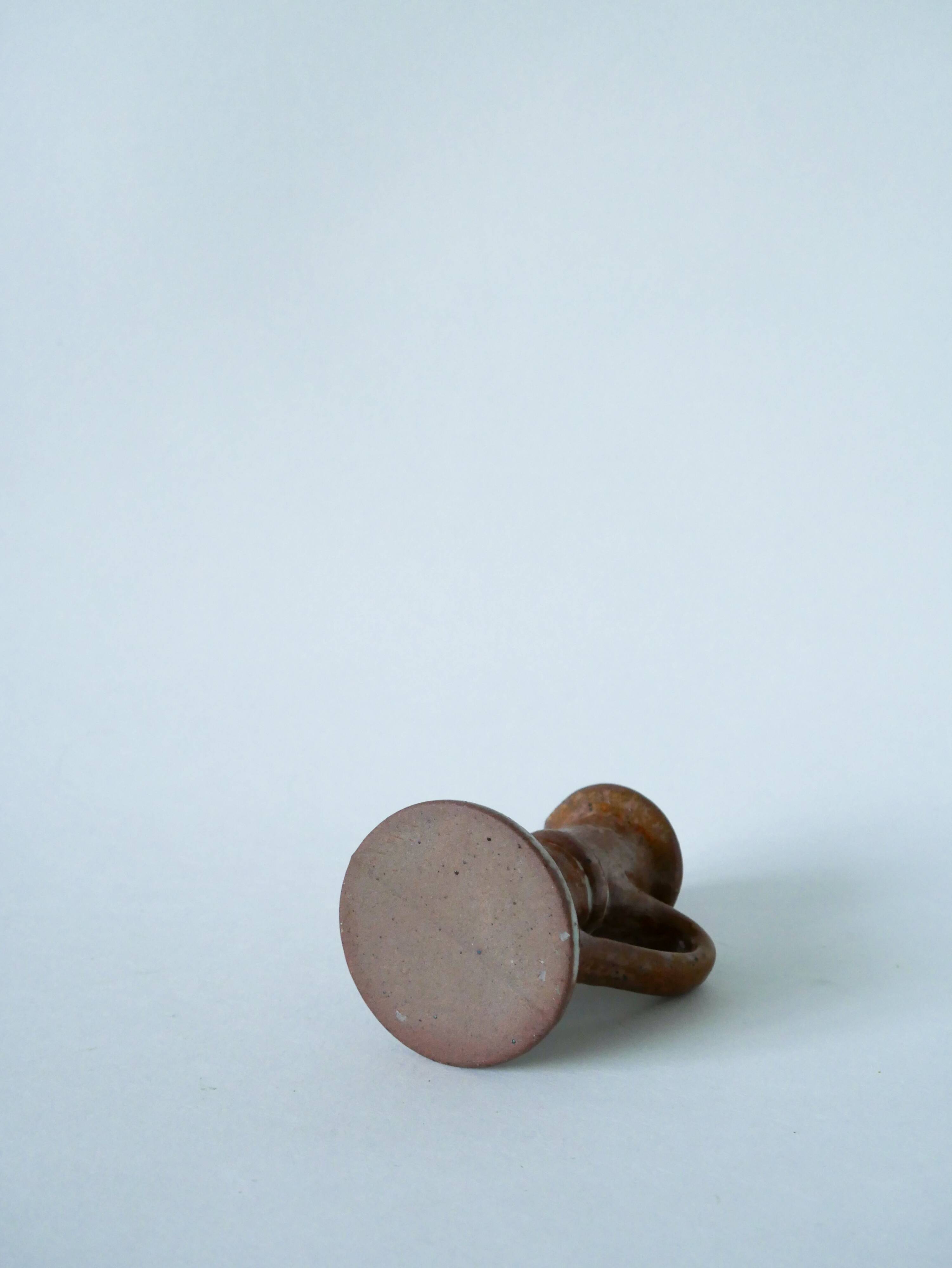 small enameled stoneware candle holder 1970