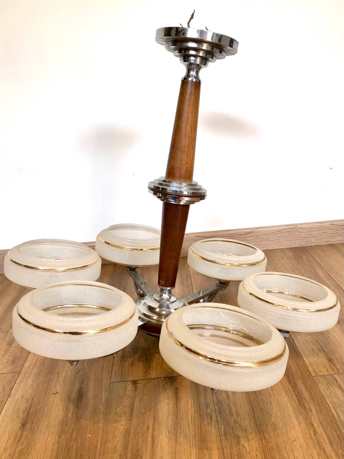 6-light art deco chandelier