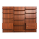 Italian mid-century teak wall unit on panels, 1970s