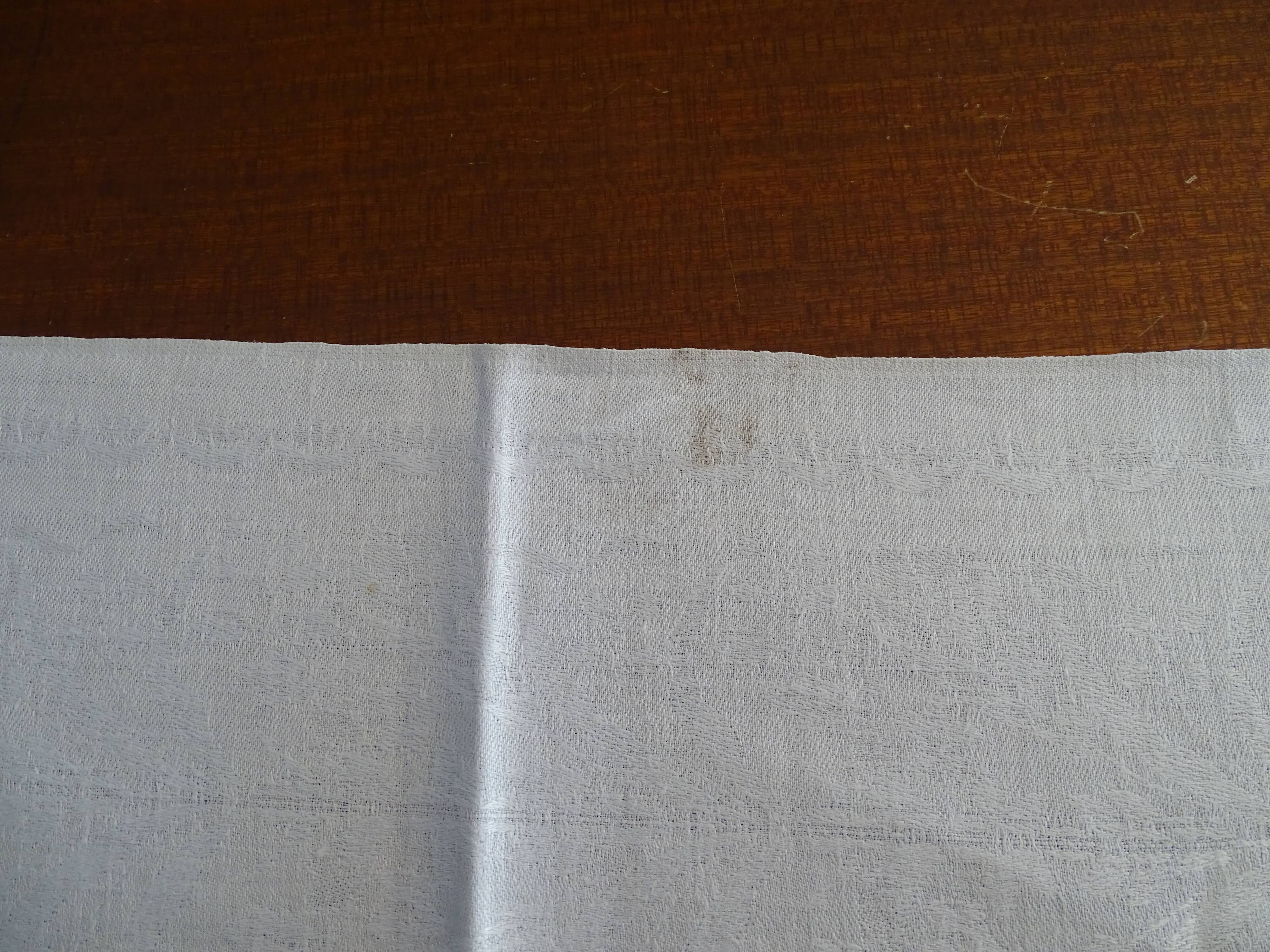 Lot de 10 serviettes de table brodées coton damassé monogramme J.G