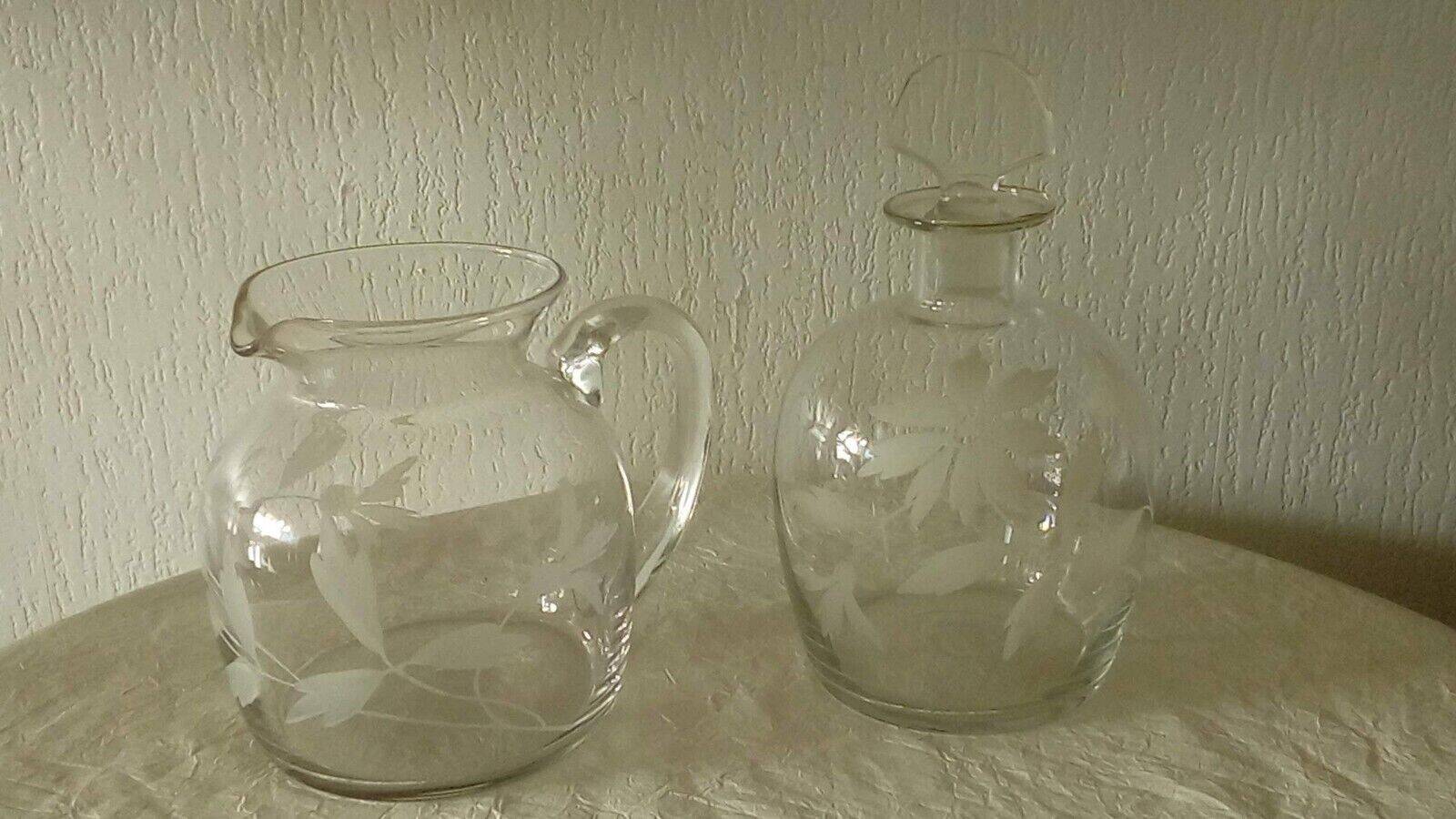 Fains glassware jug and engraved crystal carafe