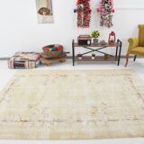 7x9 Shades Of Tan Beige Vintage Rug, 203x281Cm
