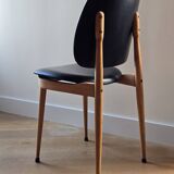 Pair of Baumann Pegasus chairs in wood and leather - design by Pierre Guariche