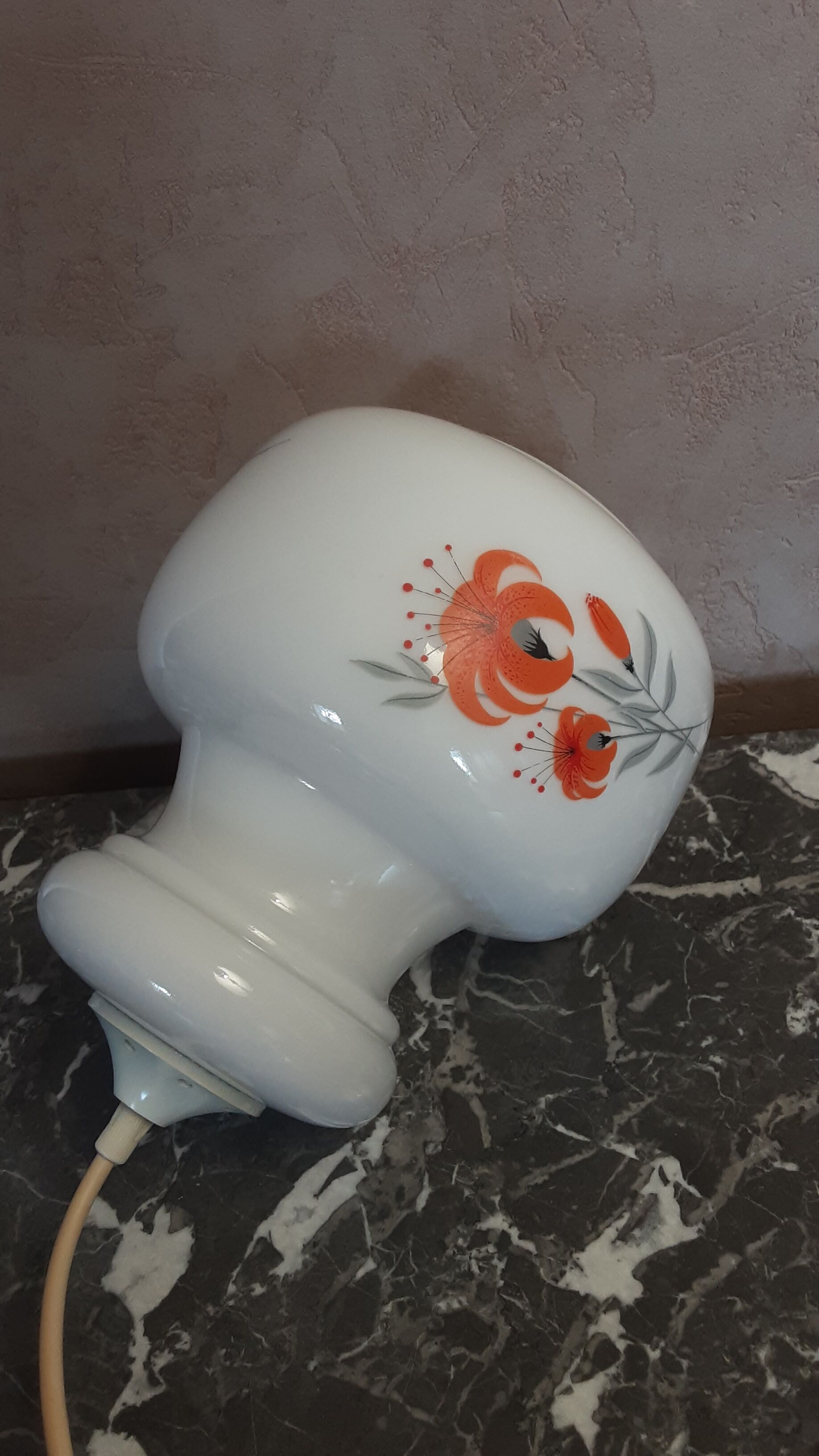 Suspension opalin glass - screen printing - 70s