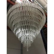 Set of 2 Clear Triedro Murano Glass Chandelier in Venini Style
