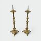 Pair of Large Brass Altar Candlesticks with Baluster Shaft and Tripod Base