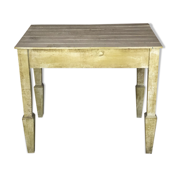 Table en sapin patiné vert clair 1970