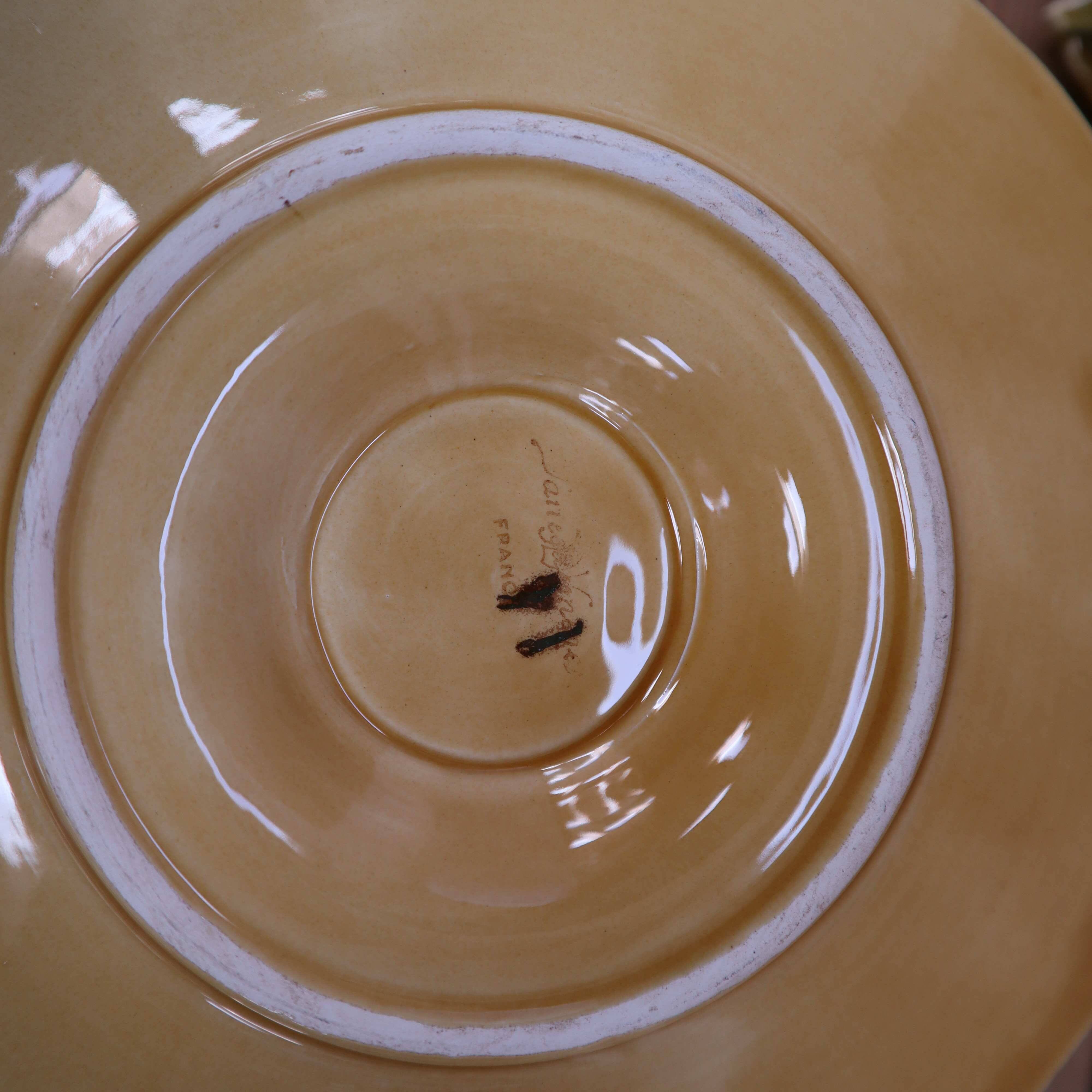 Sarreguemines 1940 cherry slip sauceboat/jam pot