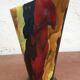 Cubist pitcher vase, Limoges enamels, 1950s